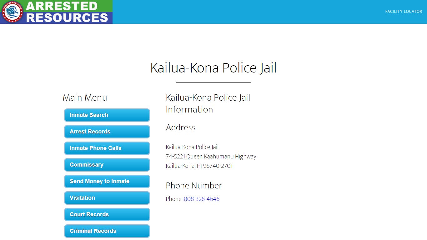 Kailua-Kona Police Jail - Inmate Search - Kailua-Kona, HI